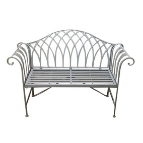 Wrought Iron 2 Seater Grey Bench