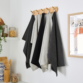 Set of 5 Black & White Tea Towels