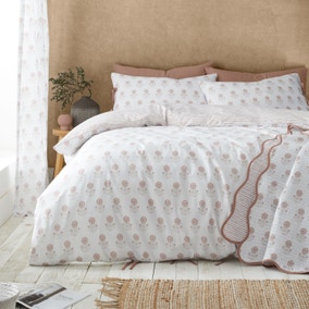 Pineapple Elephant Woodblock Floral Reversible Duvet Cover & Pillowcase Set