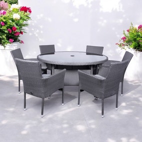 Malaga 6 Seater Outdoor Stacking Dining Set